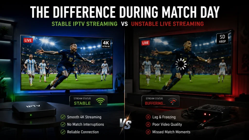 IPTV World Cup streaming without buffering vs lagging live stream