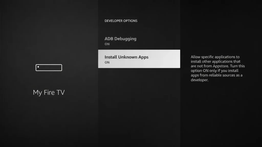 how to install IPTV on Firestick by enabling unknown apps in developer settings