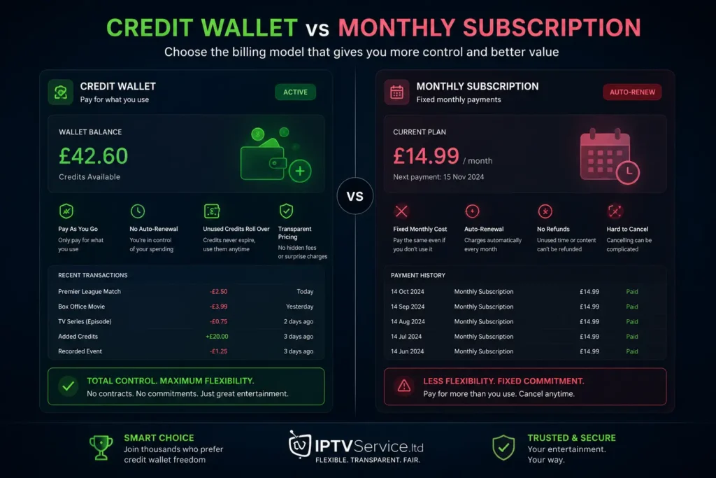 comparison of credit-based and subscription streaming billing models